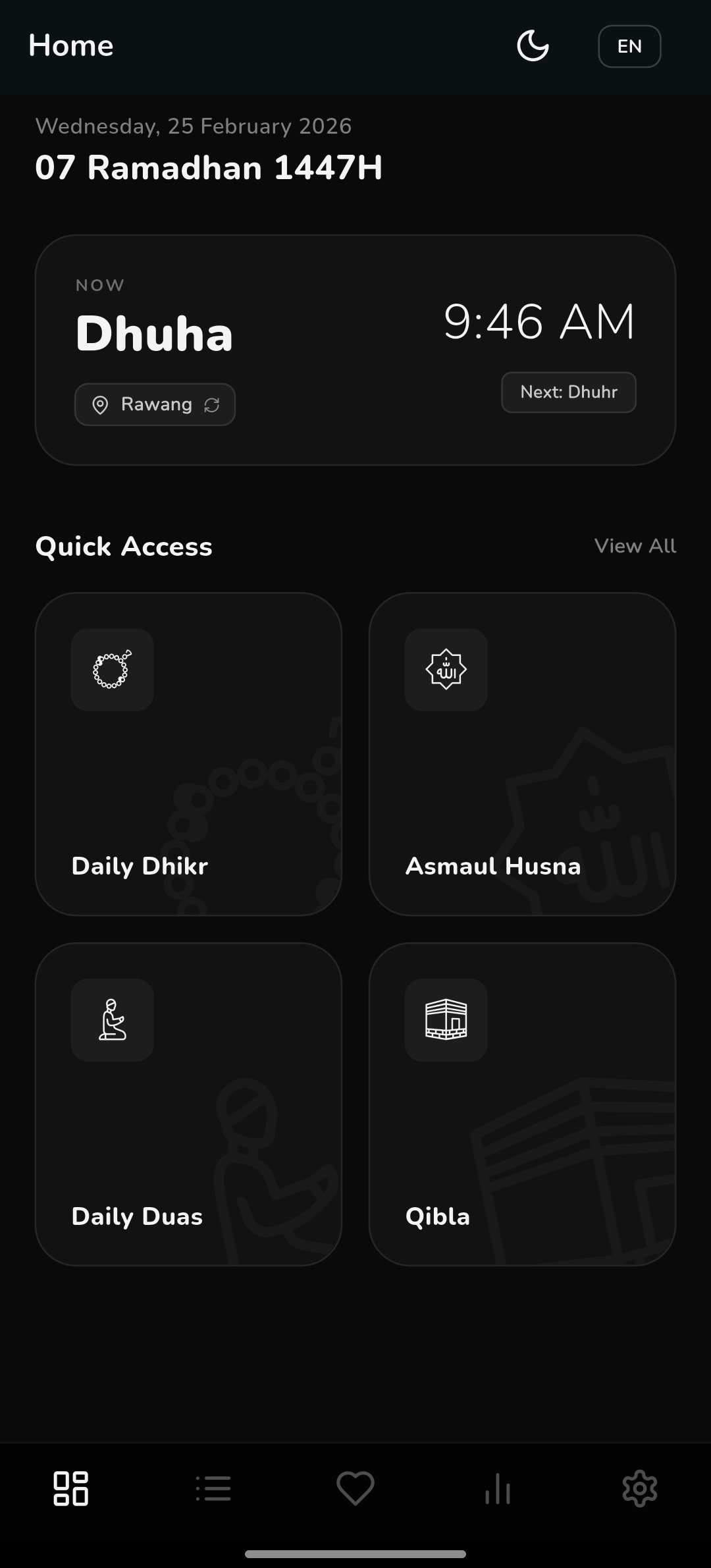 Zikra App Dark Mode